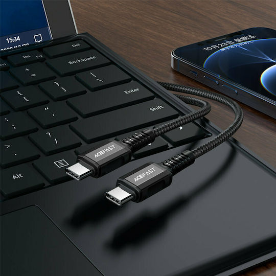 Acefast C1-03 Braided USB 2.0 Cable USB-C male - USB-C 60W Μαύρο 1.2m