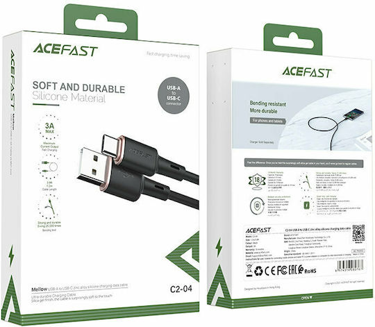 Acefast C2-04 USB 2.0 Cable USB-C male - USB-A Μαύρο 1.2m