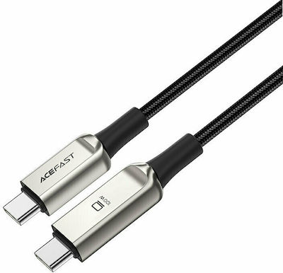 Acefast C6-03 Braided / LED USB 2.0 Cable USB-C male - USB-C male Ασημί 2m