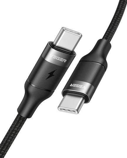 Veger CC01 Braided USB 2.0 Cable USB-C Male USB-C 60W PD Black 1.2m