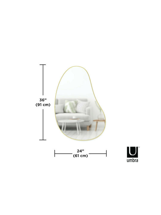 Umbra Hubba Pebble Oglindă de Perete cu Aur Ramă din Metalic 61x92cm 1buc