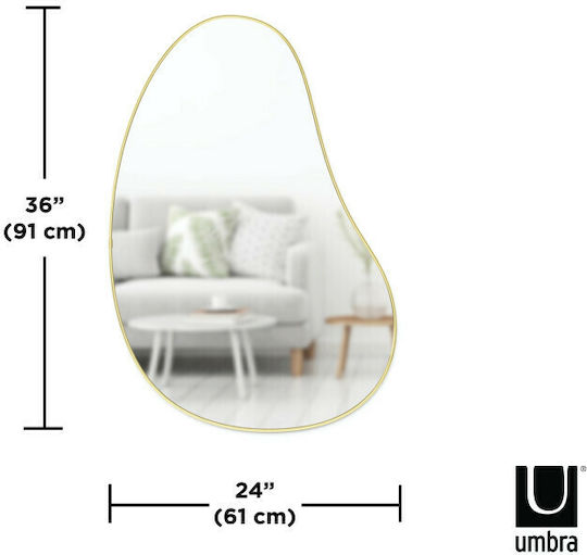 Umbra Hubba Pebble Oglindă de Perete cu Aur Ramă din Metalic 61x92cm 1buc