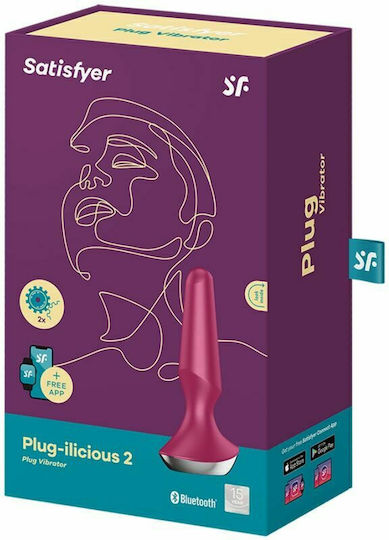 Satisfyer Plug-ilicious 2 Play Vibrator Πρωκτική Σφήνα με Δυνατότητα Ασύρματης Λειτουργίας και Δόνηση Berry