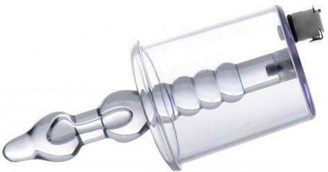 Tom of Finland Anal Rosebud Vacuum With Beaded Rod Anal Plug Clear 8.9cm