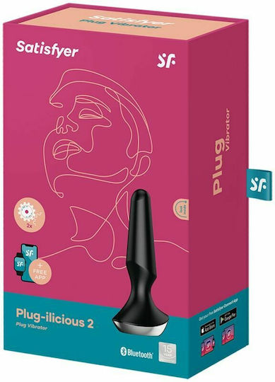 Satisfyer Plug-ilicious 2 Play Анална тапа с възможност за безжична работа и вибрация Черна 13.5см