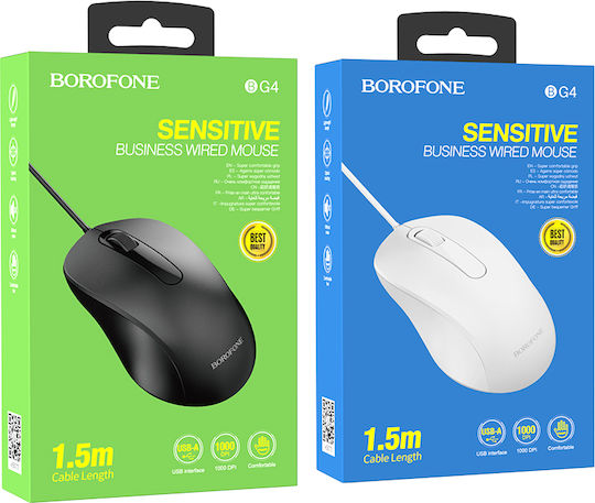 Borofone BG4 Verkabelt Maus Schwarz