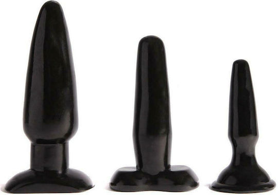Nanma Sexy Sweet Butt Plugs Πρωκτικές Σφήνες Σετ Μαύρες 3τμχ