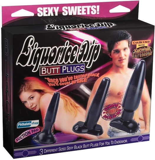 Nanma Sexy Sweet Butt Plugs Πρωκτικές Σφήνες Σετ Μαύρες 3τμχ