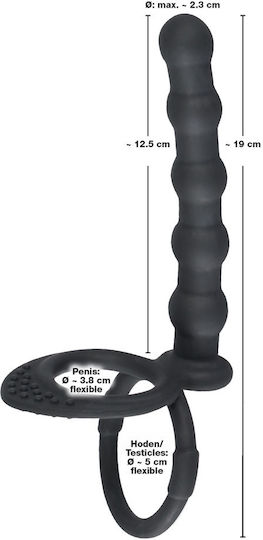 You2Toys Black Velvets Cock & Ball Ring Δαχτυλίδι Πέους Σιλικόνης με Πρωκτική Σφήνα Black 05335560000