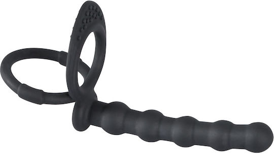 You2Toys Black Velvets Cock & Ball Ring Δαχτυλίδι Πέους Σιλικόνης με Πρωκτική Σφήνα Black 05335560000