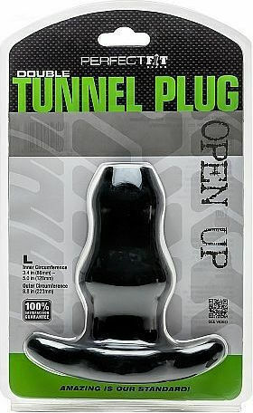 Perfect Fit Brand Double Tunnel Plug Large Πρωκτική Σφήνα Large Black 11.5cm