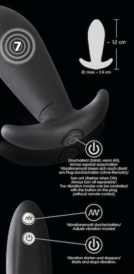 You2Toys Remote Controlled Vibro Plug Πρωκτική Σφήνα με Δυνατότητα Ασύρματης Λειτουργίας και Δόνηση Μαύρη