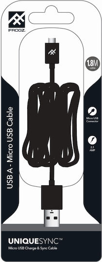 iFrogz Regular USB 2.0 to micro USB Cable Μαύρο 1.8m (IFUSMR-BK1)