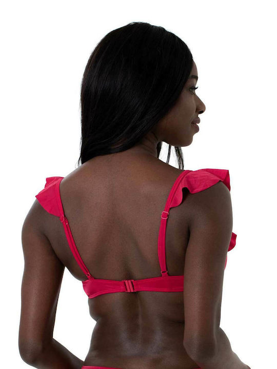 Dorina Triangle Bikini Top with Ruffles with Adjustable Straps Red