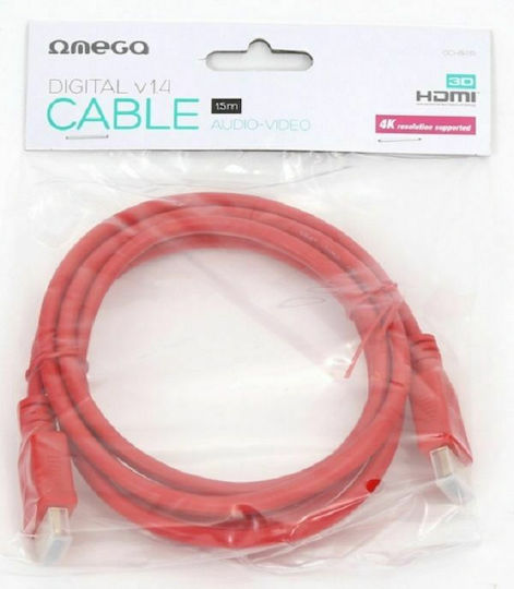 Omega HDMI 1.4 High Speed 1080p 120Hz Cable HDMI Male - HDMI Male 1.5m Red
