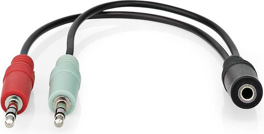 Nedis 3.5mm Jack Cable Male to Female Black 0.12m with Gold Plated Terminals