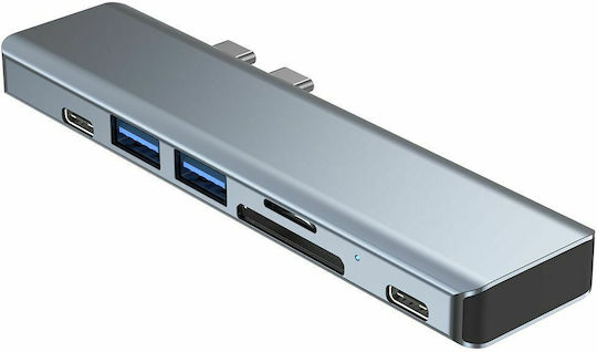 Tech-Protect V5-HUB Hub 4 Θυρών USB 3.0 με σύνδεση USB-C Γκρι