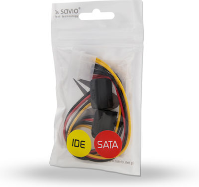 Savio 4-Pin Molex - 15-Pin Sata Cable 0.15m Multicolour (AK-19)