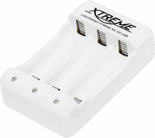 XTREME XN-103 Încărcător USB Pentru 3 Baterii Ni-Cd/Ni-MH Dimensiunea AA/AAA În Culoare Albă