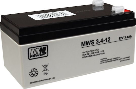MW Power MWS 3.4-12 Μπαταρία UPS με Χωρητικότητα 3.4Ah και Τάση 12V 1τμχ