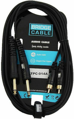 Bridgecable Kabel 2x 6,3mm Stecker - 2x RCA-Stecker 3m Schwarz (TPC-014A)