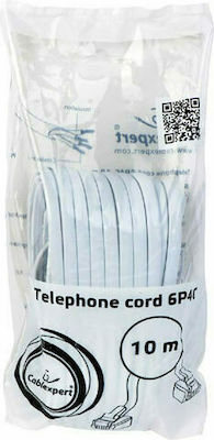 Cablexpert Flat Cablu Telefon RJ11 6P4C 10m Alb (ST-TC6P4C-10M)