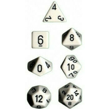 Chessex Dice Opaque Polyhedral 7-Dice Set White w/Black