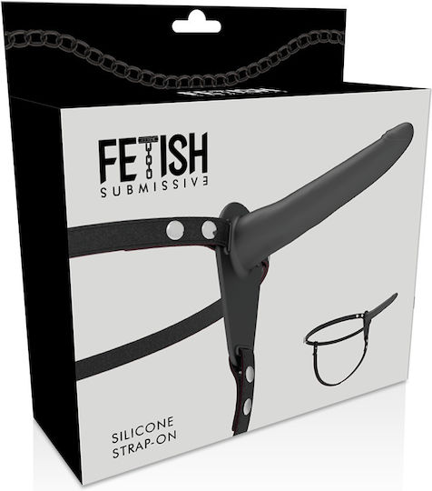 Fetish Submissive Silicone Strap On Harness με Dildo 15cm σε Μαύρο Χρώμα