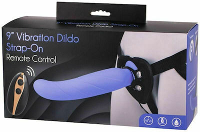 Seven Creations Remote Controlled Vibrating Silicone Dildo with Strap On Harness with Dildo Purple