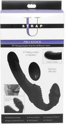 Strap U Pro Rider Strapless Strap-on Vibrator Strapless Strap On with Dildo 21.60cm with Vibration in Black Color