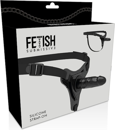 Fetish Submissive Silicone Vibrating Strap-on Realistic Harness με Dildo 16cm σε Μαύρο Χρώμα