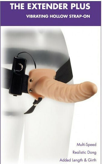 Kinx The Extender Plus Harness with Dildo 20.5cm and Vibration in skin color