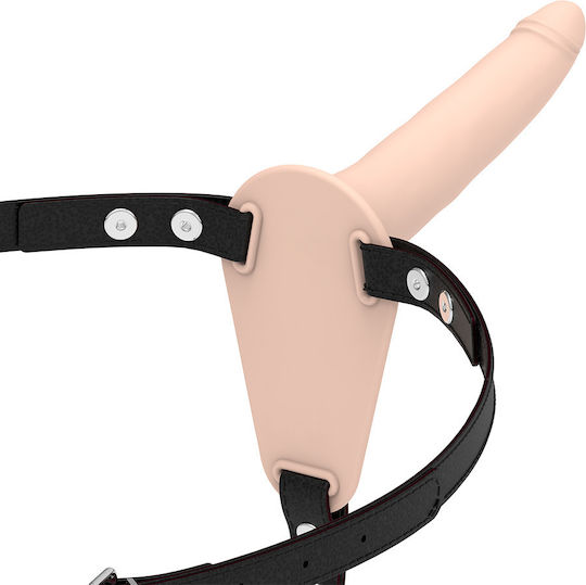 Fetish Submissive Silicone Strap On Арсенал с Единично Дилдо 15см в Телесен цвят