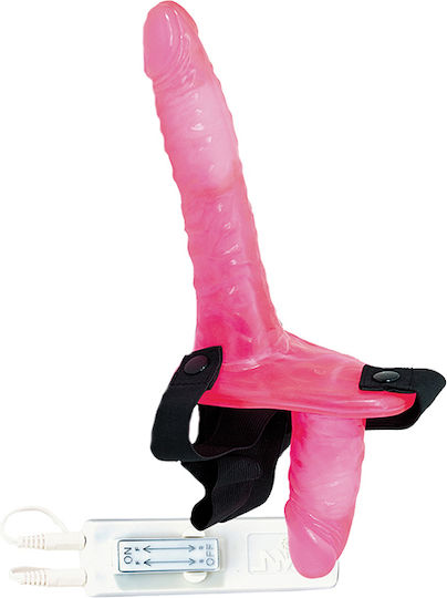 Nanma Joyride Duo Double Penis Vibrating Dildo Strap On Harness με Διπλό Dildo και Δόνηση σε Ροζ Χρώμα