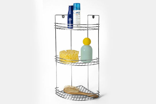 General Trade Montat pe perete Raft Baie Metal cu 3 Rafturi 20x20x48cm Argintie