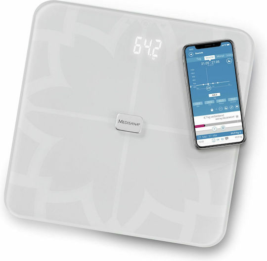 Medisana BS 450 Connect Digital Badezimmerwaage mit Körperfettmessung in Weiß Farbe