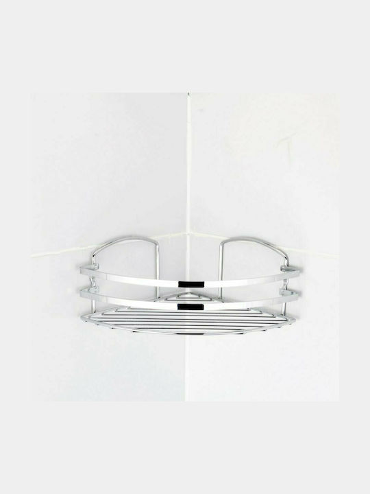 Tekno-Tel 455.BK081/ST Corner Wall Mounted Bathroom Shelf Inox 27x19x10cm Silver