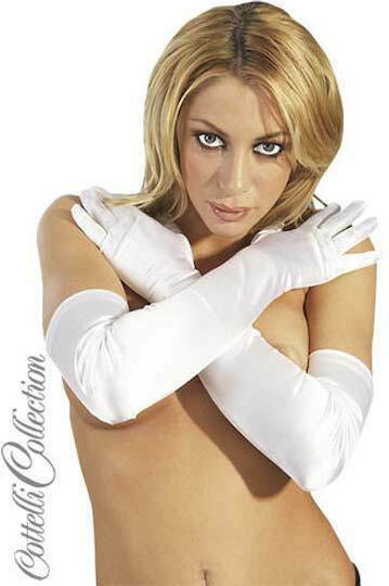 Cottelli Collection Satin Gloves Sexy Γάντια Λευκά