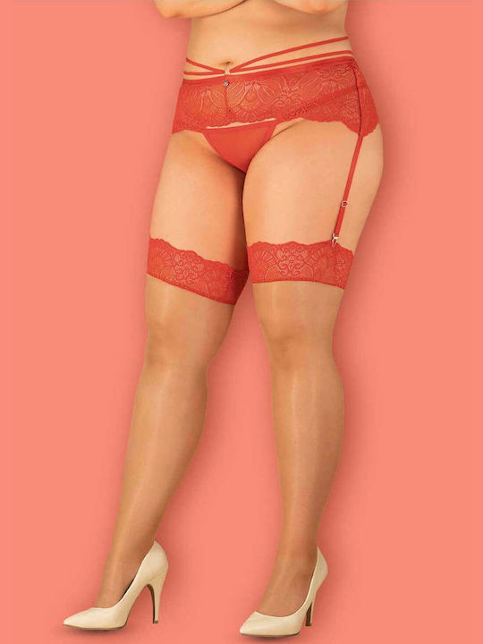 Obsessive Blossmina Sexy Κάλτσες Κόκκινες