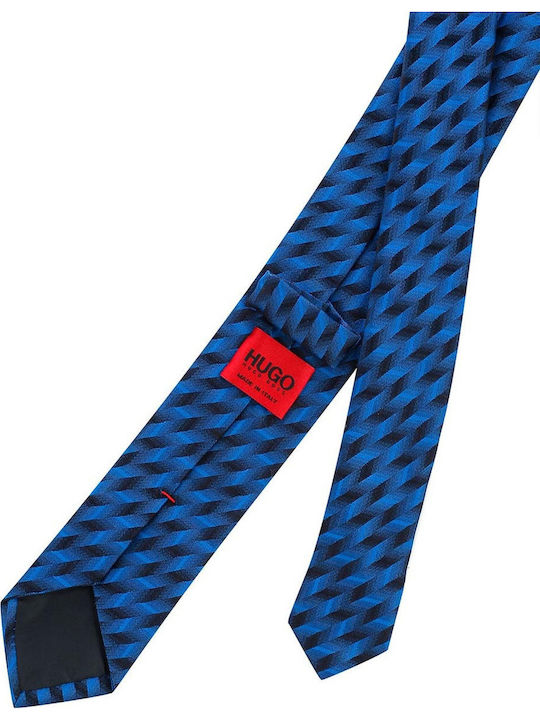 Hugo Men's Tie Silk Printed in Blue Color