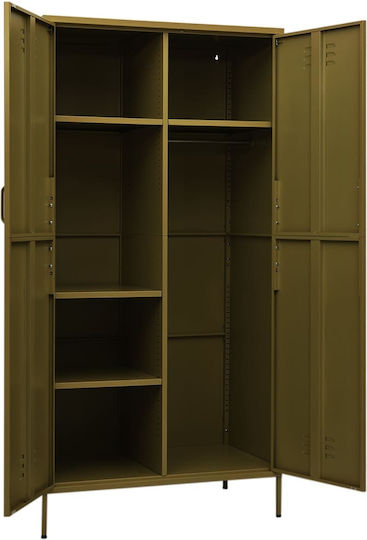 Office Storage Cabinet Metal Olive 90x50x180cm