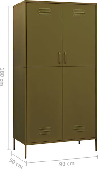 Office Storage Cabinet Metal Olive 90x50x180cm