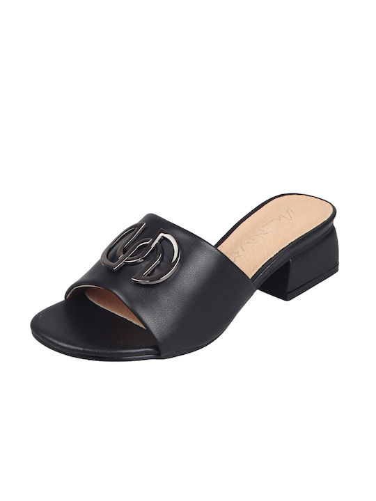 Envie Shoes Mules mit Chunky Niedrig Absatz in Schwarz Farbe