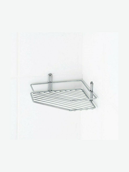 Tekno-Tel 455.ES071 Γωνιακή Επιτοίχια Ραφιέρα Μπάνιου Inox με 1 Ράφι 27.5x20x8cm