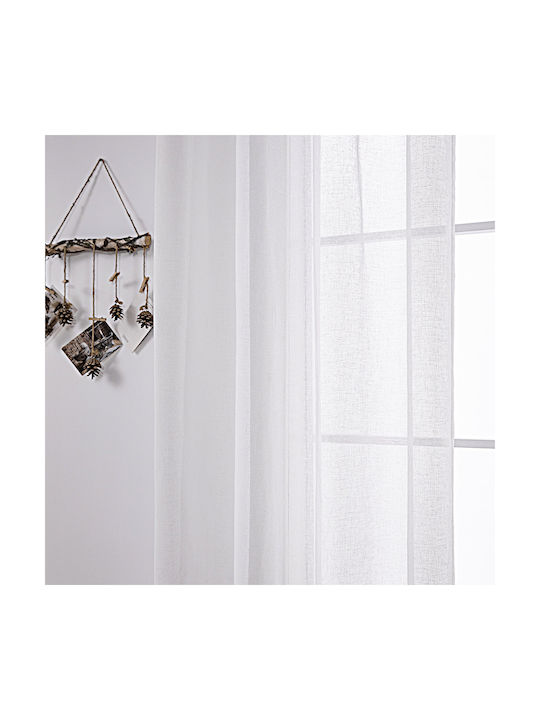 Beauty Home Κουρτίνα με Τρουκς 8440 Λευκή 140x270εκ.