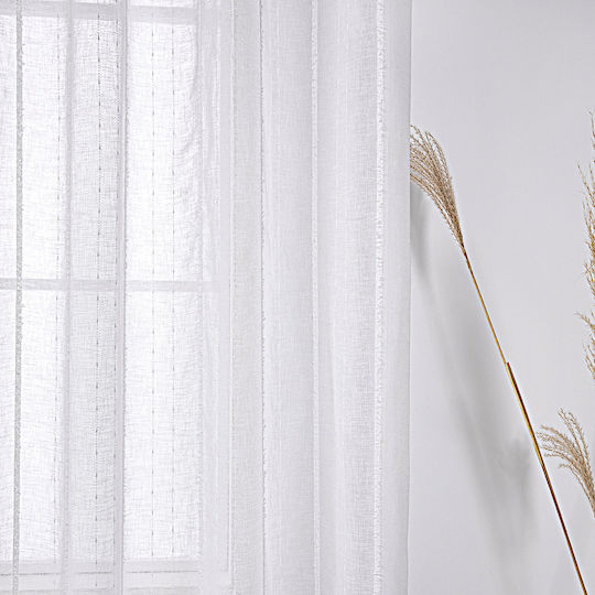 Beauty Home Κουρτίνα με Τρουκς Λευκή 140x270εκ.