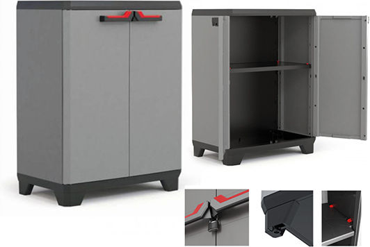 Double Door Wardrobe Stilo Low Plastic with 1 Shelf 68x39x90cm
