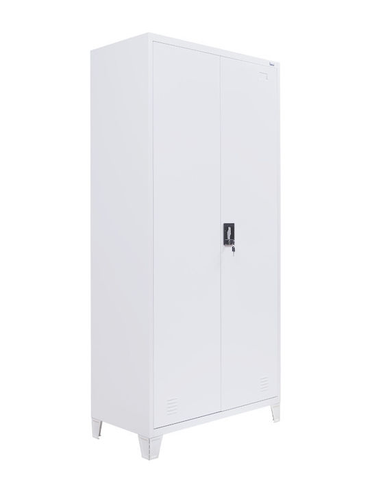 Double-Leaf Valja Metallic Cabinet with Locking Capability with Divider & 4 Shelves 90x45x190 cm