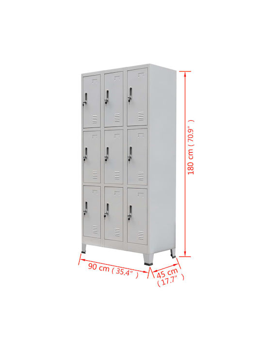 Φοριαμός Μεταλλικός με 9 Ντουλάπια 60x45x180εκ.