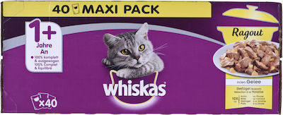 Whiskas Chicken Stew Jelly Wet Food for Adult Cats for Urinary Health In Pouch with Chicken In Jelly 40pcs 85gr